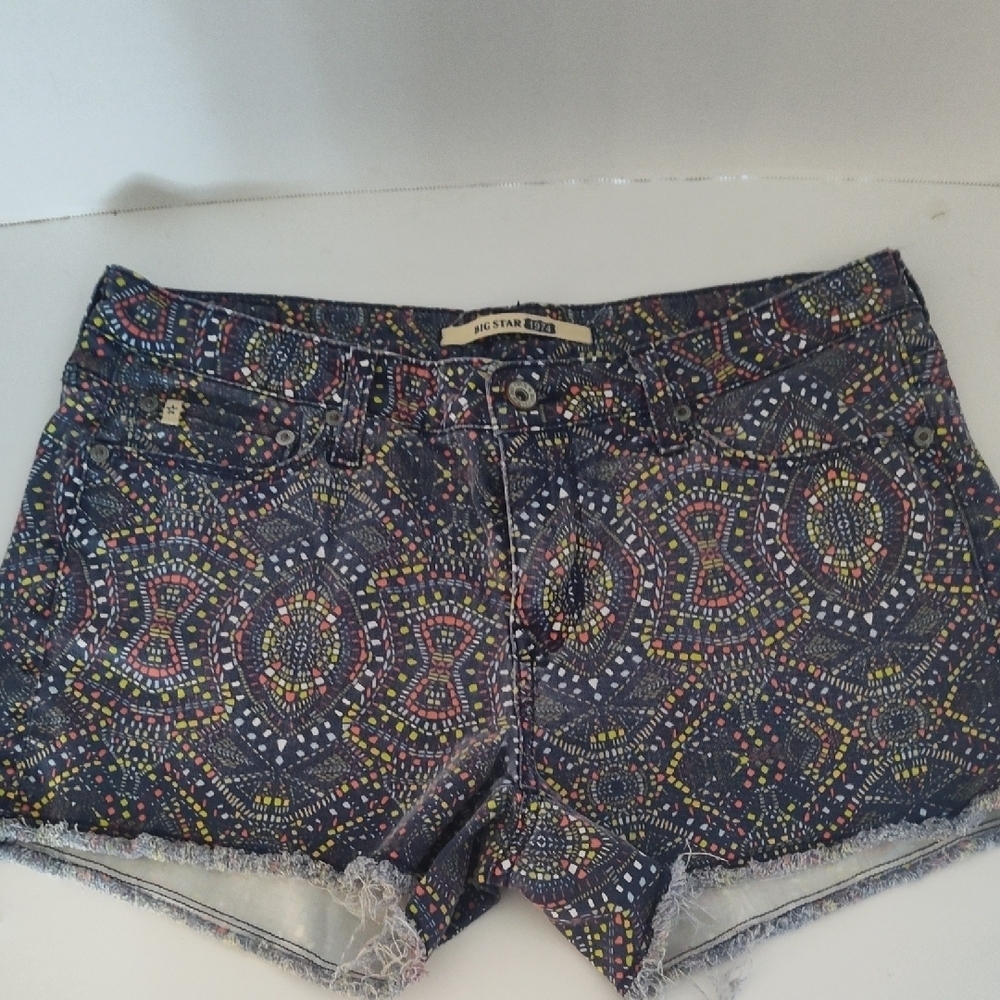 Big Star Alex Short Low Rise ~ Tribal Bright  Size 30 Multicolor Mosaic